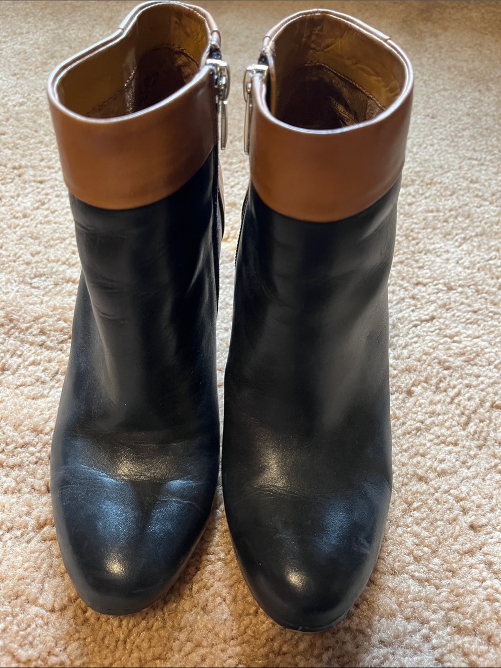 Sam Edelman BlackLeather Ankle Boots with Brown Cuff - Women's